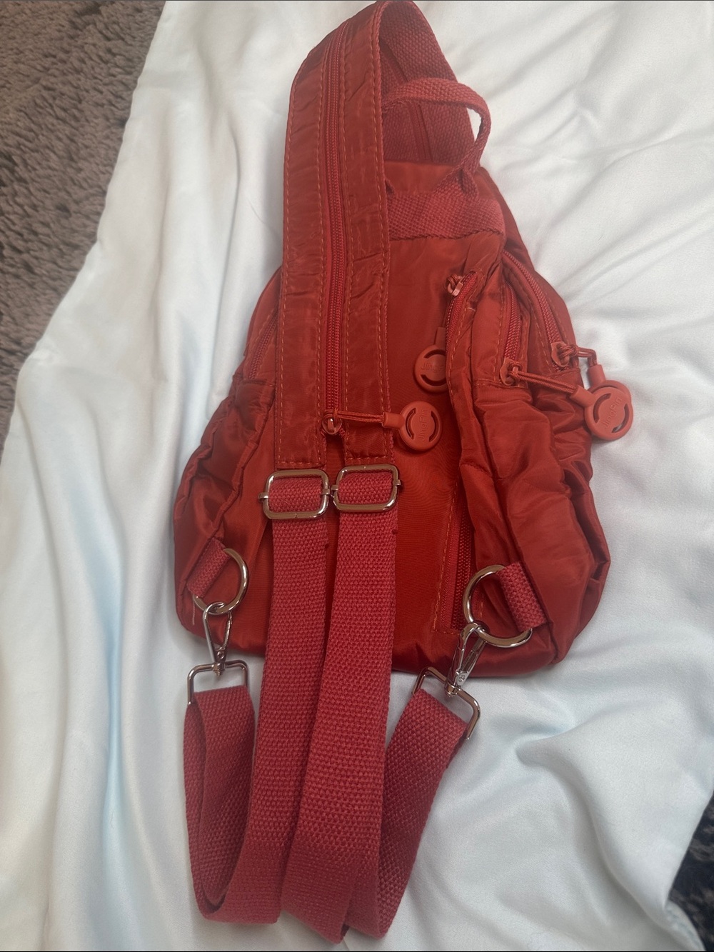 Rust/Red Backpack / Sling Crossbody Bag with Adjustable Strap - Picture 7 of 8